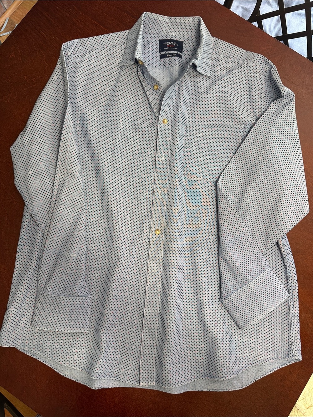 Charles Tyrwhitt Light Blue Micro Dot Casual Button-Down Shirt